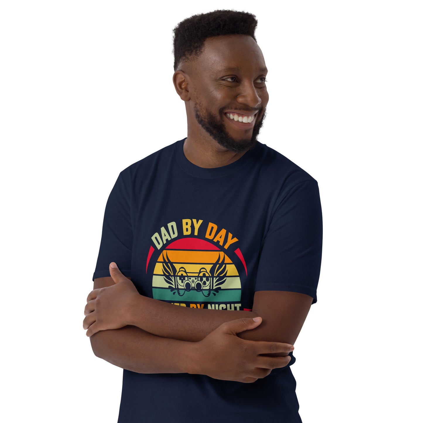 DAD BY DAY GAMER BY NIGHT - Short-Sleeve Unisex T-Shirt