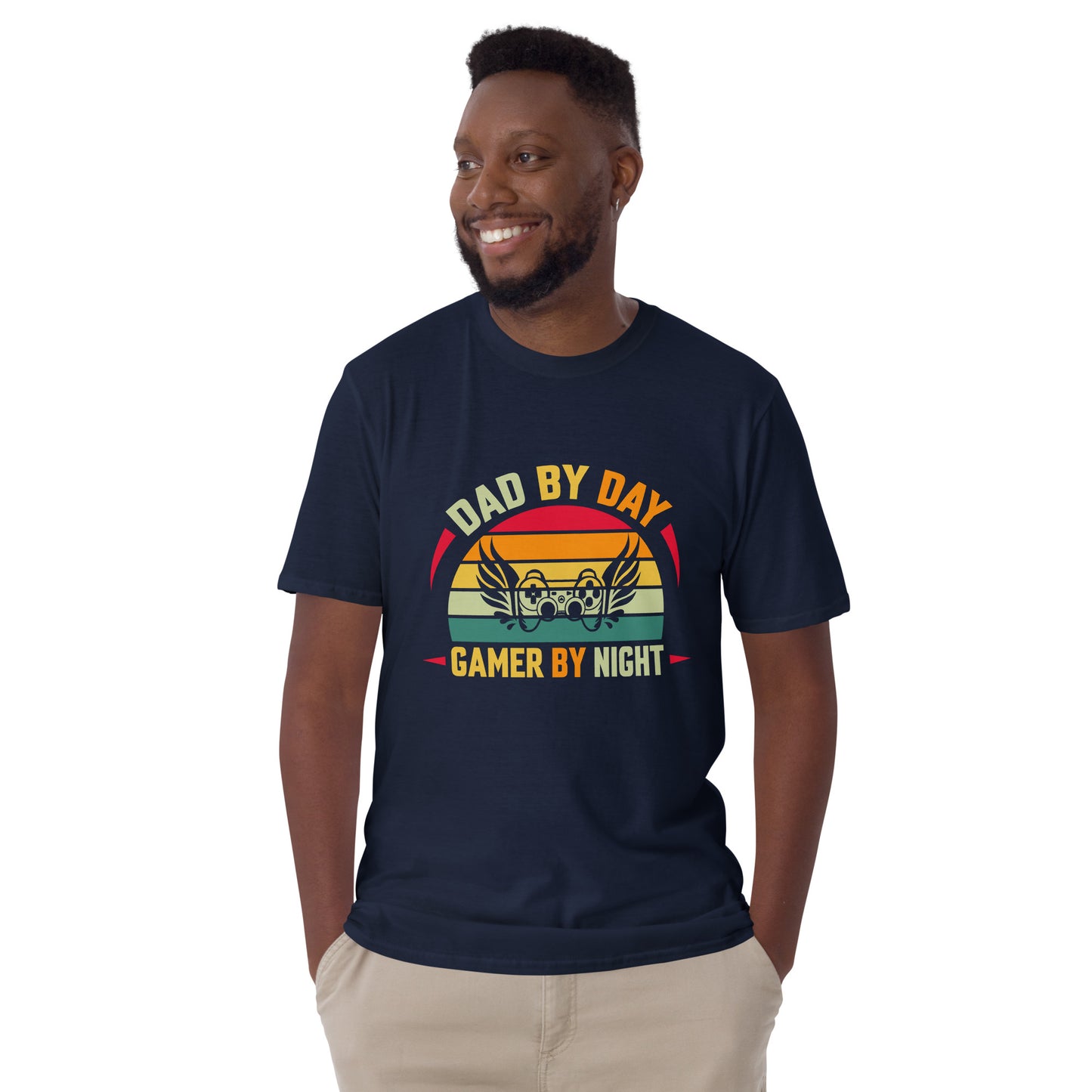 DAD BY DAY GAMER BY NIGHT - Short-Sleeve Unisex T-Shirt